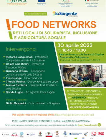 FOOD NETWORKS Reti locali di solidarietà, inclusione e agricoltura sociale 